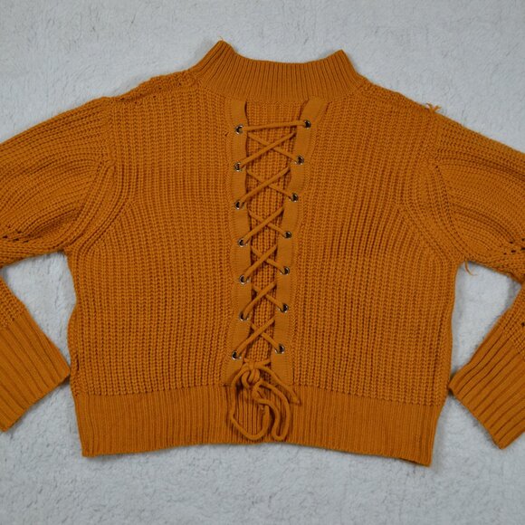 Dolls Kill orange sweater textured knit with corseted back detail L - Picture 9 of 9